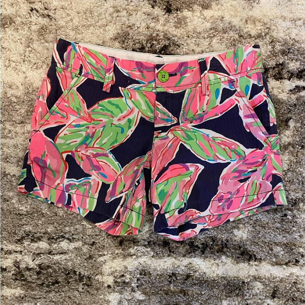 Lilly Pulitzer The Callahan Shorts Womens Size 0 - Navy Pink Green Patterned